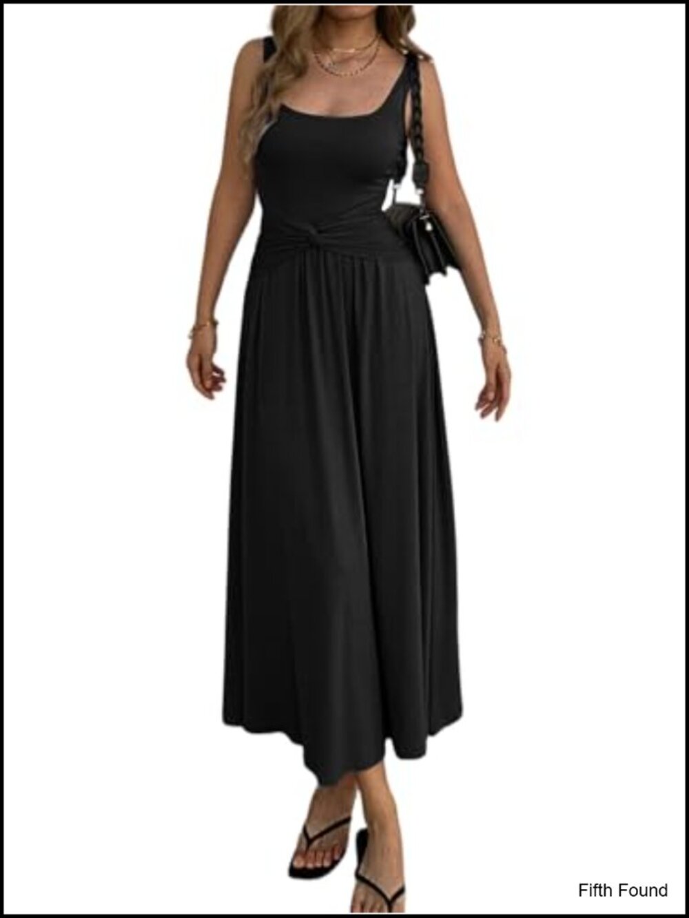 Mock Knot Front Maxi Dress Sleeveless Square Neck Corset Ruched Waist Casual
